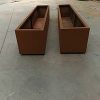 Grand bac à plantes rectangulaire en acier corten, bac à fleurs en métal pour jardin extérieur, résistant aux intempéries, sur mesure