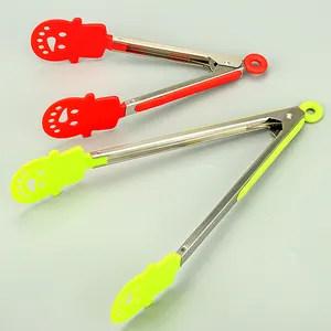 Online Retailer Best Seller 539 Kitchen Cooking BBQ Grilling Clamps Heat Resistant 9 Inch Stainless Steel Nylon Locking Serving Tong