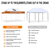 Gazebo portable résistant au vent fort, imperméable, protégé contre les UV, ignifuge, avec structure en aluminium hexagonal de 50 mm, 600D PU, publicitaire