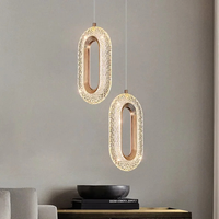 Lampe suspendue LED moderne simple minimaliste nordique en fer doré à hauteur réglable pour chambre principale éclairage de chevet tailles moyennes