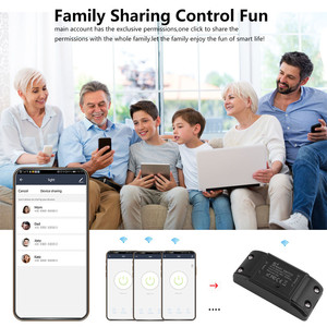 YIERYI Smart WiFi Light Switch Life APP Voice <strong>Relay</strong> <strong>Controller</strong> <strong>Timer</strong> Module Google Home Alexa Wall 110V 220V 10A White - Product Image 6