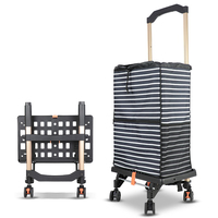 Carrito de compras portátil de plástico súper mercado de mano de empuje plegable