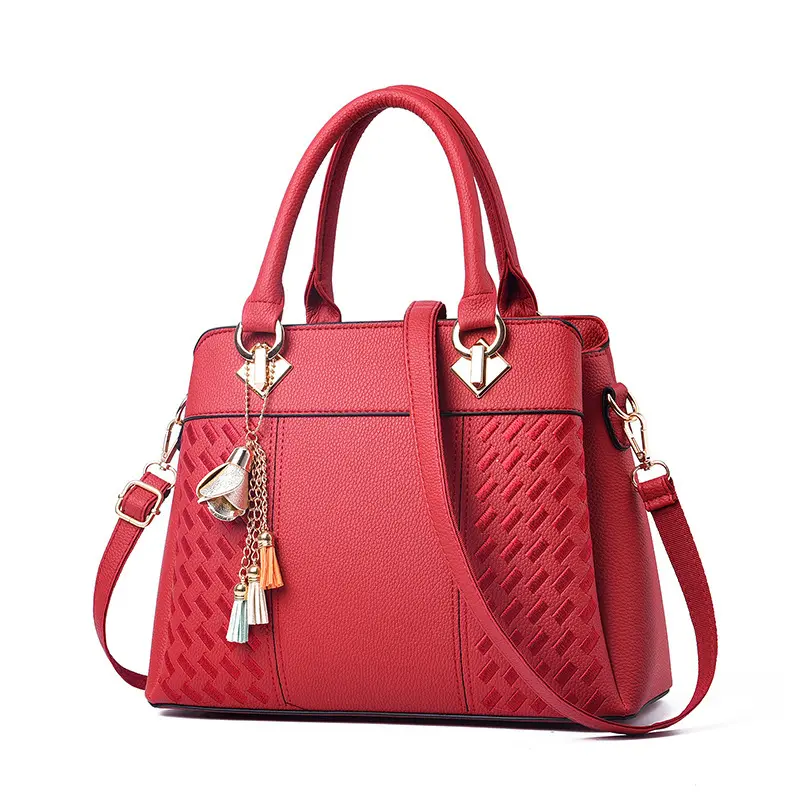 New Women Plaid Patchwork Handbags for Lady Women Large Size Bag Crossbody Bags with Ornament