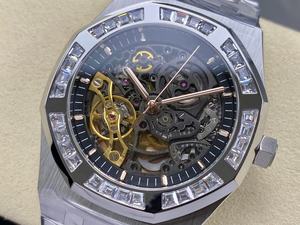 Reloj Mecánico de Buceo de Lujo, Super Calidad, Resistente al Agua, 41mm, Fábrica THB, Movimiento 3132, 15412, Esqueleto con Diamantes - Product Image 3