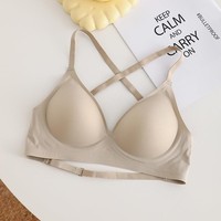 LUOYI Soutien-gorge Confort Quotidien Doux Sans Armature Push-up Sans Couture Grande Taille Bonnets Profonds Lisse Effet T-shirt Style Coréen