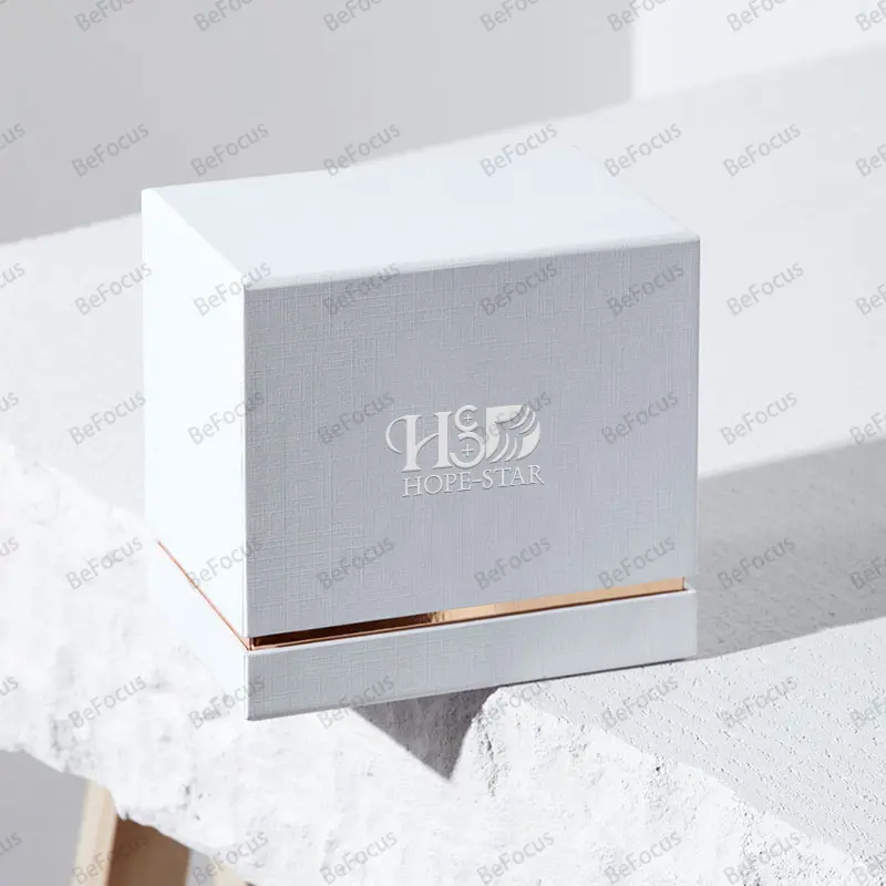 Diseño personalizado que hace caja magnética vacía de color blanco para caja de perfume caja de cartón de embalaje para productos cosméticos