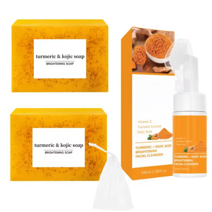 <span class=keywords><strong>Savon</strong></span> en barre hydratant, nourrissant et éclaircissant pour le soin de la peau, ensemble de soins à la curcuma pour un teint lumineux - Product Image 3