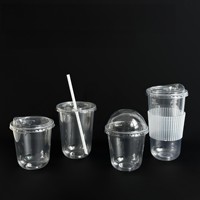 Gobelets en plastique PET jetables en forme de U pour boissons froides, thé au lait, soda, café glacé, avec couvercles, logo personnalisé du fabricant, 10/12/14/16/20/24 oz
