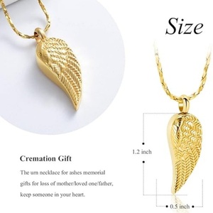 Collier urne funéraire <span class=keywords><strong>Aile</strong></span> d'ange pour cendres, pendentif commémoratif, bijou porte-objets personnalisé pour la commémoration de la perte d'un animal de compagnie, cadeau - Product Image 3
