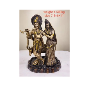 Latón hecho Radha Krishna sentado estatua espiritual decoración del hogar escultura para regalo China escultura moderna - Product Image 2