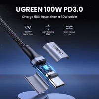 Kabel USB C UGREEN 100W Pengisian Daya Cepat, Kabel Charger Tipe C PD100W 5A QC4.0 Pengisian Cepat, Kabel Data USB untuk iPhone Huawei