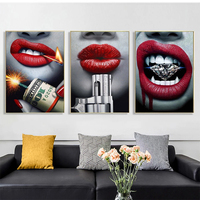 Tableau sur toile et affiches murales modernes : Art mural décoratif avec motifs Sexy Lip Money Fashion