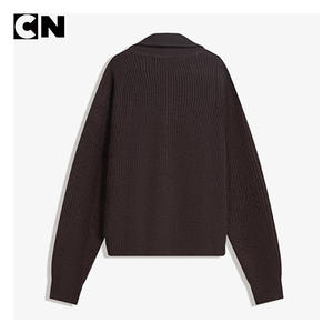 GRS Certification Sweater Manufacturer Custom logo Embroidered <b>Men</b> Wool Blend Ribbed <b>Cardigan</b> Sweater Knitted Zip-up Jacket - Product Image 4