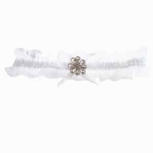 Jarretière élégante en satin de mariée avec dentelle strass nœud fournitures de décoration de jambe de mariage - Product Image 4