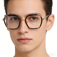 Montures de lunettes unisexes tendance en métal et TR, couleur mixte, monture carrée pleine, durables, légères, avec verres en PC, contraste rose et noir