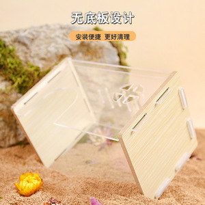 Terrario Acrílico para Hámster, Tamaño Pequeño, Refugio Duradero para Mascotas, Diseño de Madera, Suministros para Paisajismo - Product Image 5