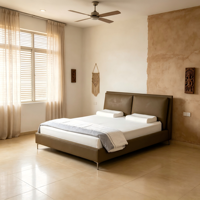 WINMAX Lit Moderne de Luxe en Cuir Véritable Rembourré, Confortable, Taille King Queen, Modulaire pour Maison et Hôtel 2513