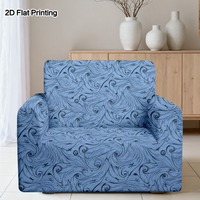 Housse de canapé extensible anti-poussière motif spirale florale bleue, protection économique pour canapé