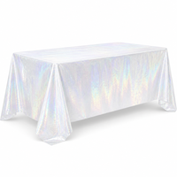 Nappe en PEVA blanche irisée, imperméable, jetable, rectangulaire, en plastique, pour réception de mariage, dîner en plein air