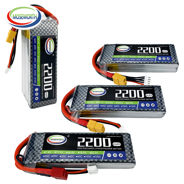 2S 3S 4S 5S 6S 2200mah 40C 60C RC LiPo Battery for RC Helicopter Aircraft Quadcopter With T/JST/XT30/XT60 Plug
