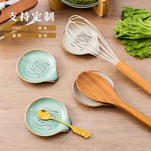Reposacucharas de Cerámica Chaozhou, Cocido en Horno, Color Sólido, Ecológico, Solo Lavar a Mano, Para Uso Doméstico, Estilo Retro - Product Image 1