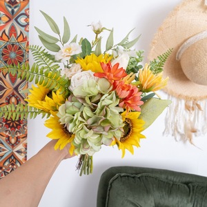 Bouquet de fleurs artificielles en forme de pétales tombants, tournesol en plastique et tissu PU, fleurs décoratives à tenir à la main, accessoires pour la maison et les mariages CF01431 - Product Image 2
