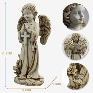 Adornos de Oración Grabados de Estilo Europeo de Resina para Decoración de Cementerios y Jardines, Monumentos de Ángeles Solares para Patio y Césped - Product Image 3