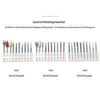 Ensemble de 10 embouts de ponceuse à ongles en acier au tungstène plaqué couleur de haute qualité, outils de polissage et de ponçage des cuticules en diamant