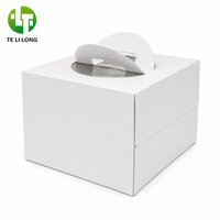 Boîte à gâteau en carton blanc de qualité alimentaire OEM ODM avec logo personnalisé, fenêtre en PET, emballage de boulangerie avec poignée portable