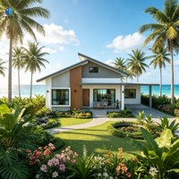 Villa préfabriquée modulaire, maison résidentielle préfabriquée moderne, structure en acier, maison de vacances respirante, hôtel tropical en bord de mer