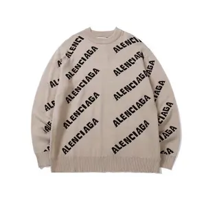 2023 LOGOTIPO personalizado OEM y ODM hombres suéter Jacquard pullover prendas de punto invierno cuello redondo algodón tejido diseñador suéter de punto personalizado