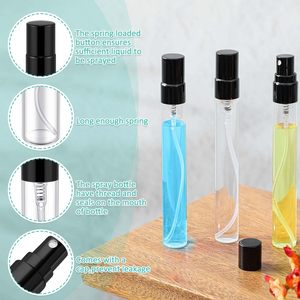 Flacon vide en verre transparent de 2 ml à 10 ml, mini pulvérisateur écologique avec pompe, pour parfum et sérum de soin, avec bouchon doré/argenté/noir - Product Image 3
