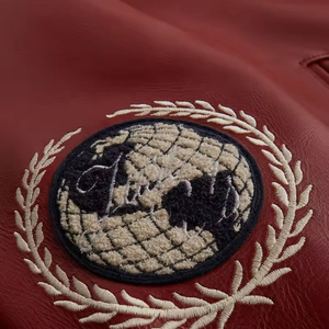 جودة عالية الرقبة بو الجلود سترة تنفس الشتاء المطرزة الحروف خمر الشارع الشهير العصرية venille - Product Image 6