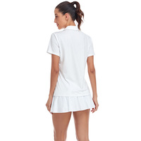Fournisseur de vêtements, polos pour femmes en polyester blanc, coupe ajustée, séchage rapide, impression de logo personnalisée avec vos étiquettes