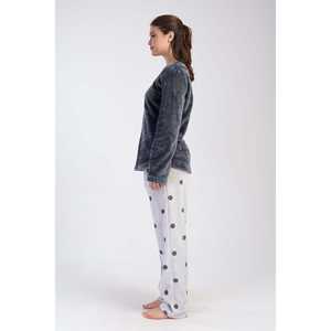 Ensemble de pyjama pour femmes XXL à col rond et manches longues avec poche ovale, vêtements de nuit doux - Product Image 3
