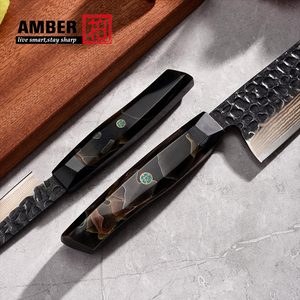 Кухонный нож Amber 8 дюймов из дамасской стали VG10, японский дамасский поварской нож с рукоятью из дерева и смолы - Product Image 5