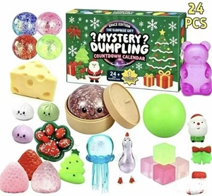 Christmas Countdown Advent Calendar Mystery Dumpling Soft Squeeze <b>Fidget</b> Stress Toys <b>Pack</b> - Product Image 1