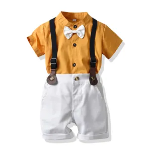 男婴服装绅士2pcs套装棉领结上衣 + 工作服套装婴幼儿服装学步正式派对服装