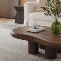 Table basse en bois de noyer plaqué, style minimaliste moderne, forme nuage, pour petit appartement, salon, style célébrité INS