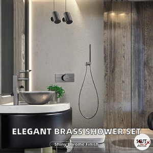 Aideal Contemporary Thermostatic Rain & Jet Spray Brass Single <b>Handle</b> Concealed Wall-Mount <b>Shower</b> Set with Rotate Button Control - Product Image 2