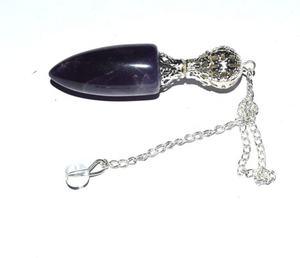 Pendule en métal améthyste à balles, pendule avec chaîne - Product Image 1