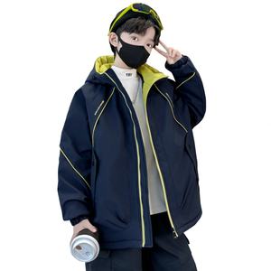 Manteau d'automne-hiver pour garçons, nouvelle collection 2025, veste coupe-vent élégante pour enfants, doublée de polaire, à capuche, veste tendance, 100% polyester - Product Image 5