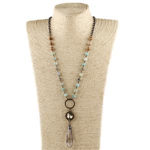 Moda hermosa mujer Festival regalo joyería collar piedra Natural cristal Rosario cadena soldado Cruz colgante collares - Product Image 2