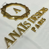 Lettres accrocheuses en acier inoxydable miroir doré poli 3d Led Shop Wall Logo Sign