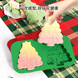 <b>Silicone</b> Christmas Tree Mold 2 Holes <b>Baking</b> And Soap Mold For Cake Making And Handmade Crafts - Product Image 1