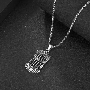 <b>Titanium</b> Steel Abacus Pendant Necklace SP976 Vintage Lucky Charm For Men Everyday Wear - Product Image 3