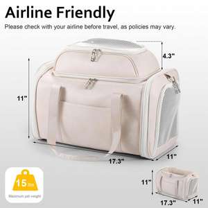 Sac de transport pour animaux de compagnie en cuir de qualité supérieure avec design approuvé par les compagnies aériennes, dessus extensible et maille respirante pour des voyages confortables des petits animaux - Product Image 2