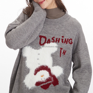 Suéter Personalizable con Diseño de Letras y Dibujos Animados, Cuello Redondo, Holgado, para Otoño e Invierno, Tejido Jacquard, para Hombre y Mujer - Product Image 2