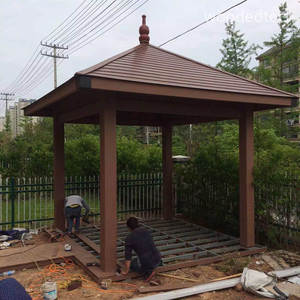 Gazebo en bois composite tout temps en plastique ignifuge et coupe-vent Gazebo en bois composite polymère - Product Image 3