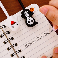 Stylo gel à secouer motif dessin animé Halloween, encre noire 0,5 mm, rechargeable, avec embout en silicone, fournitures d'écriture pour étudiants et bureau